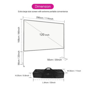 Ecran pour vidéoprojection 290 cm x 168 cm avec support
