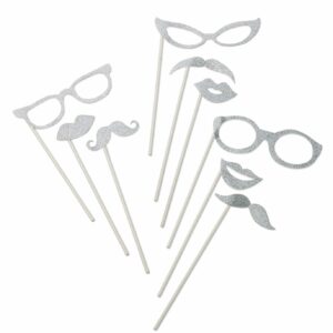 kit photobooth argent pailleté 9 pièces