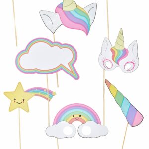 Kit photobooth bébé licorne 8 accessoires