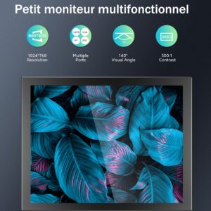 Mini écran de 8 pouces, résolution 1024×768, TFT LCD, avec entrée vidéo HDMI/VGA/BNC/AV